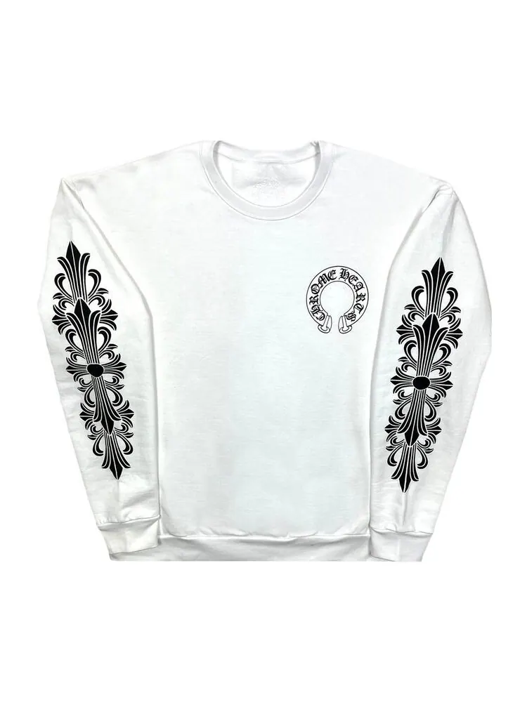 Толстовка Chrome Hearts Horseshoe Logo Crewneck White
