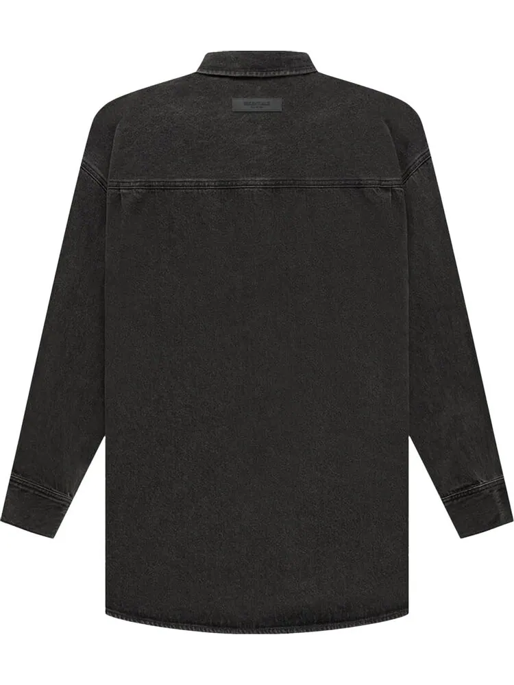 Рубашка Fear of God Essentials Denim Long-Sleeve Shirt 'Black' — изображение 2 из 2, черный