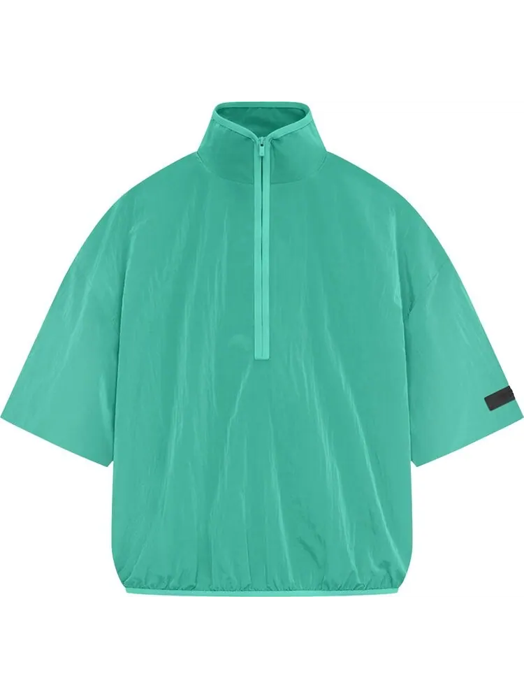 Рубашка Fear of God Essentials Crinkle Nylon Half Zip Short-Sleeve 'Mint Leaf' — изображение 1 из 2, зеленый