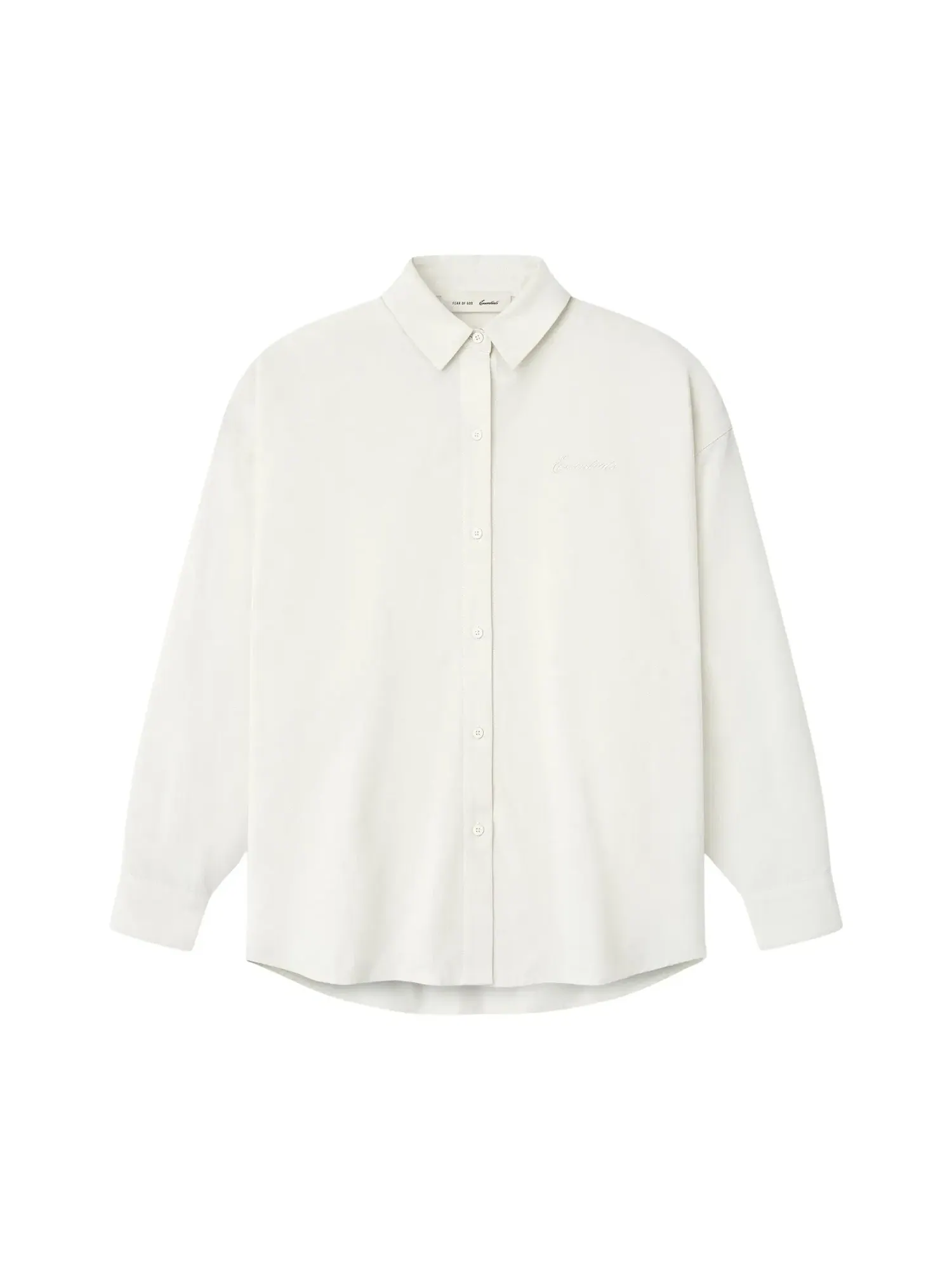 Женская хлопковая рубашка на пуговицах Fear of God Essentials Oxford Signature — изображение 1 из 2, белый