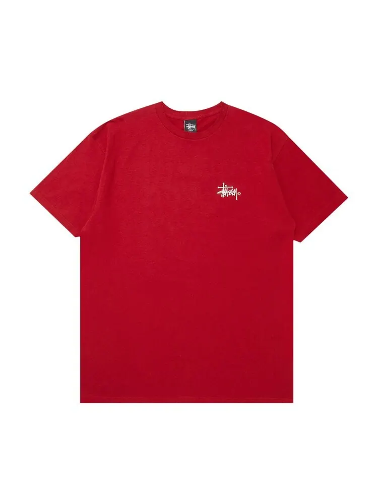 Футболка Stussy Basic Logo 'Wine' — изображение 1 из 3, красный