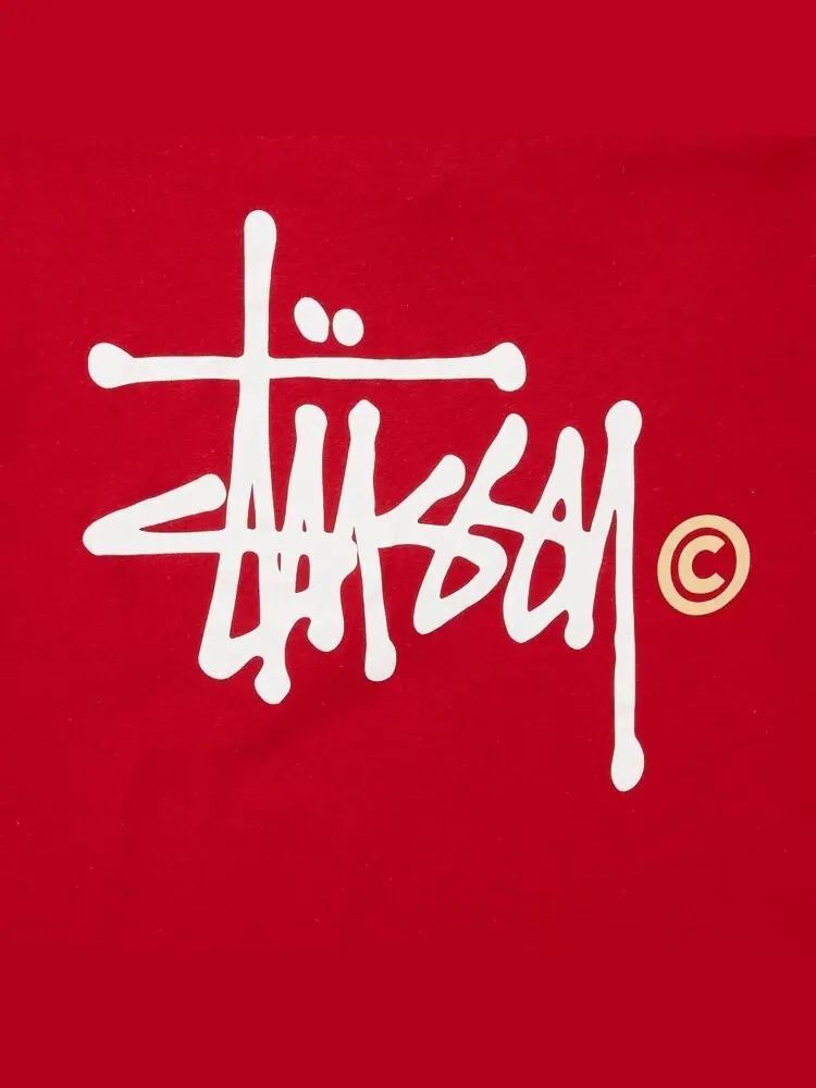 Футболка Stussy Basic Logo 'Wine' — изображение 3 из 3, красный