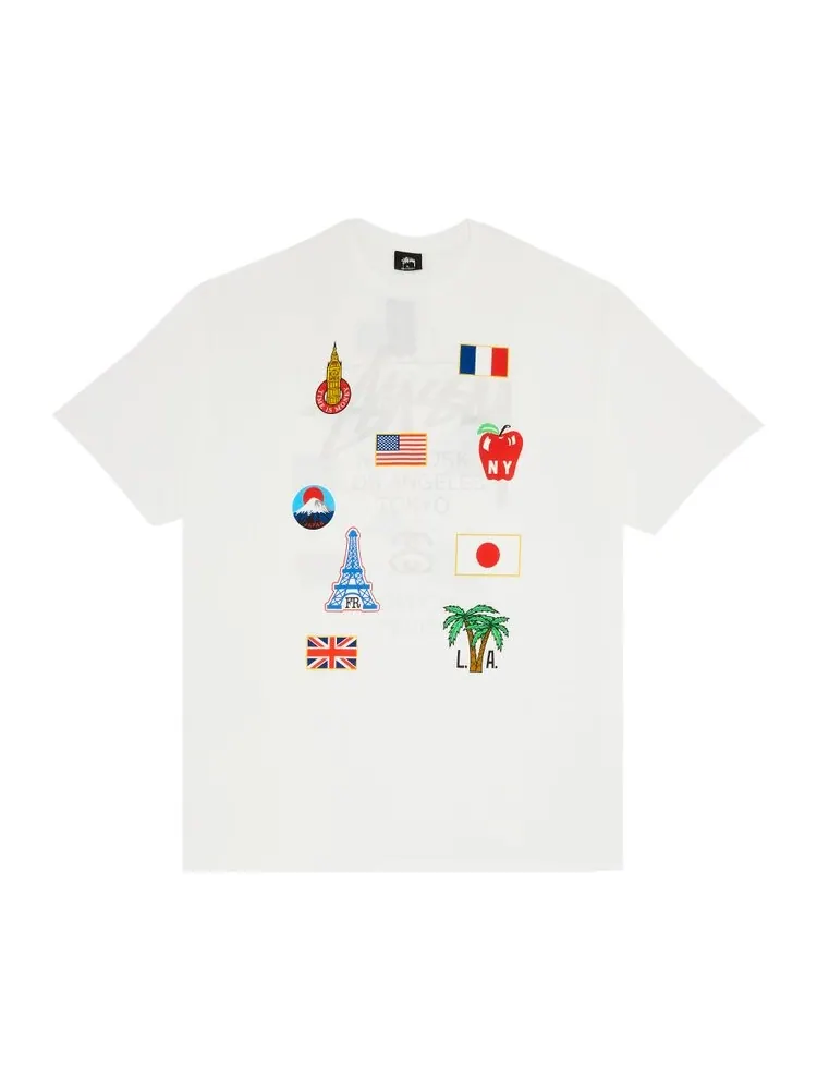 Футболка Stussy World Tour Flags 'White' — изображение 1 из 3, белый