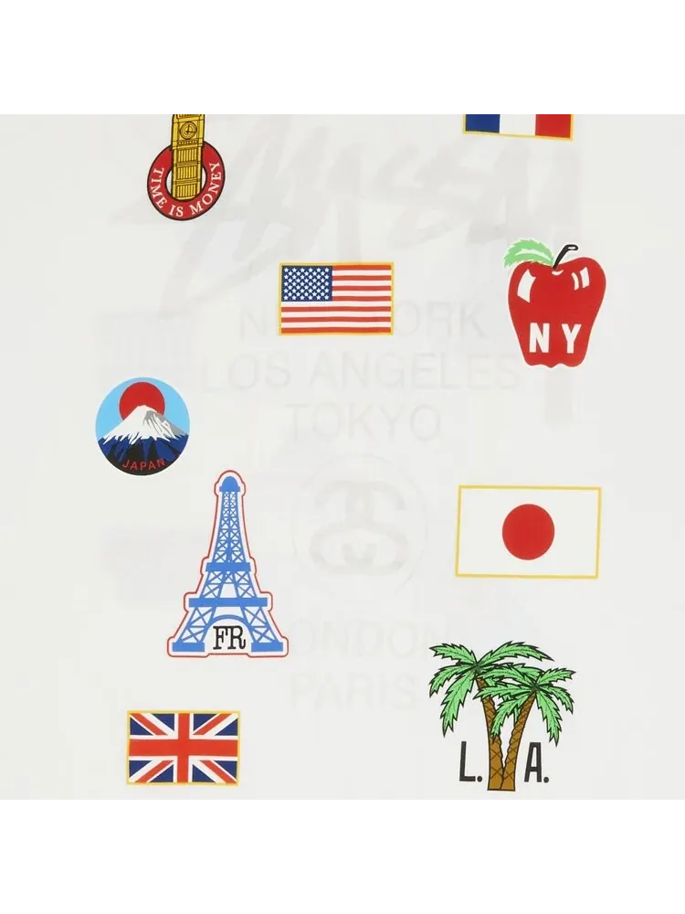 Футболка Stussy World Tour Flags 'White' — изображение 3 из 3, белый