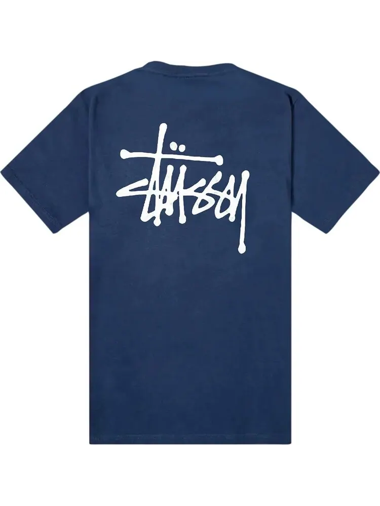 Футболка Stussy Basic Tee 'Navy' — изображение 2 из 2, синий