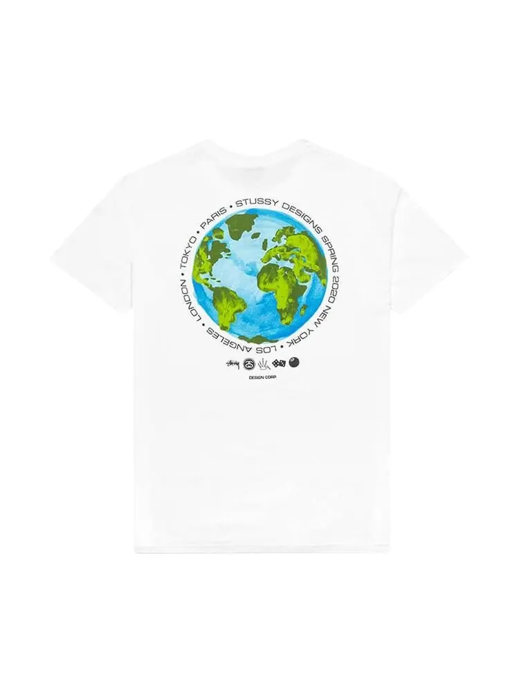 Футболка Stussy Global Design Corporate Tee 'White' — изображение 2 из 2, белый