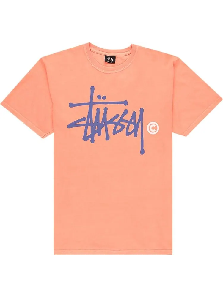 Футболка Stussy Basic Logo Pig. Dyed Tee 'Neon Orange' — изображение 1 из 2, оранжевый