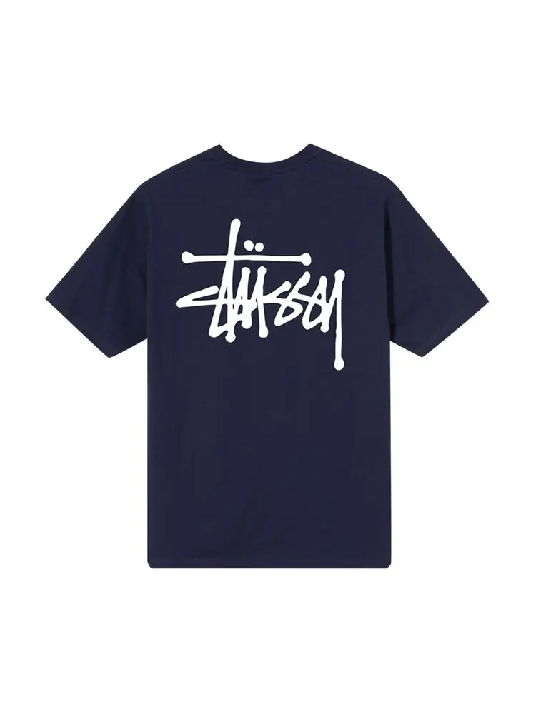 Футболка Stussy Basic 'Navy' — изображение 2 из 2, синий