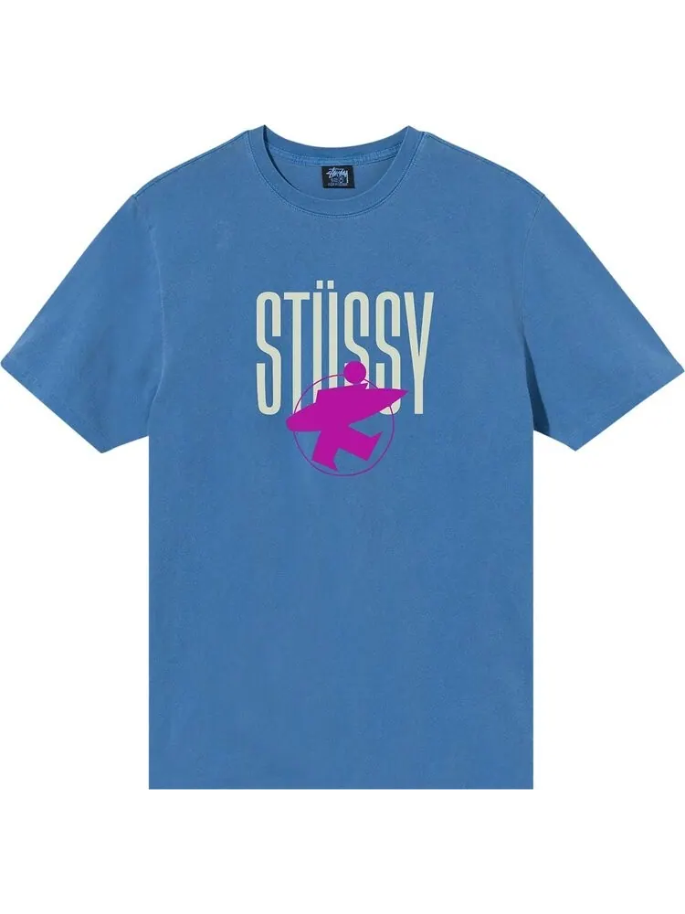 Футболка Stussy Surfman Pigment Dye Tee 'Blue' — изображение 1 из 2, синий