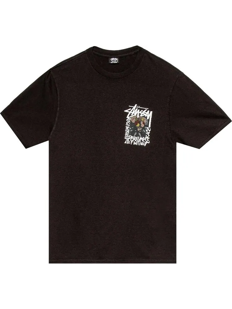 Футболка Stussy Camellias Pigment Dyed Tee 'Black' — изображение 1 из 2, черный