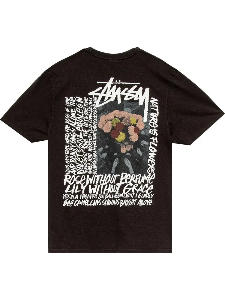Футболка Stussy Camellias Pigment Dyed Tee 'Black' — изображение 2 из 2, черный