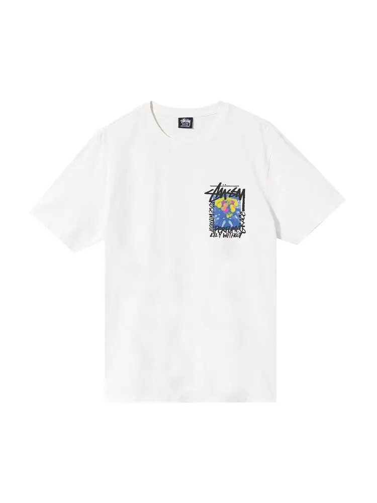 Футболка Stussy Camelias Pigment Dyed Tee 'Natural' — изображение 1 из 2, белый