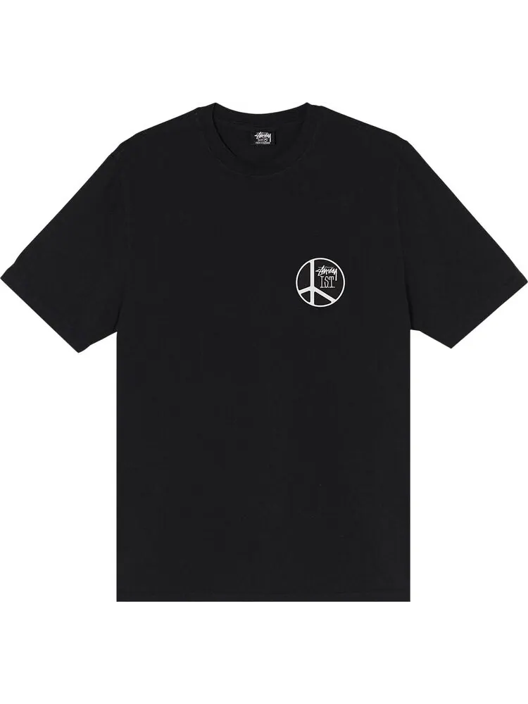 Футболка Stussy Peace Dot Pigment Dyed Tee 'Black' — изображение 1 из 2, черный