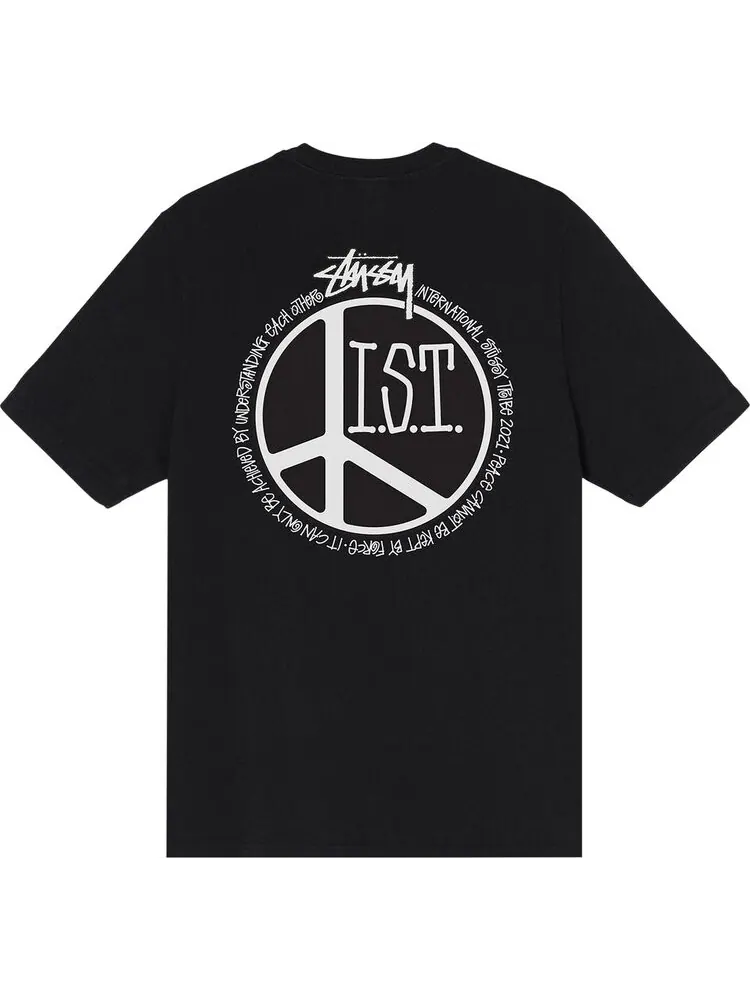 Футболка Stussy Peace Dot Pigment Dyed Tee 'Black' — изображение 2 из 2, черный