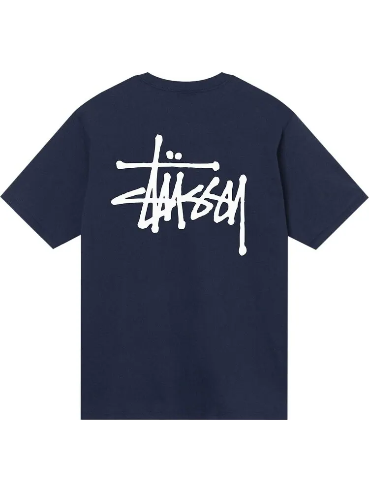 Футболка Stussy Basic Tee 'Navy' — изображение 2 из 2, синий