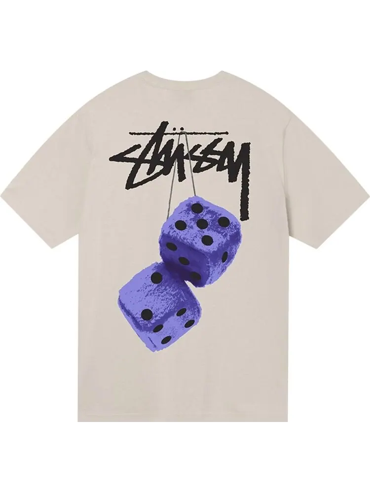 Футболка Stussy Fuzzy Dice Tee 'Smoke' — изображение 2 из 2, бежевый
