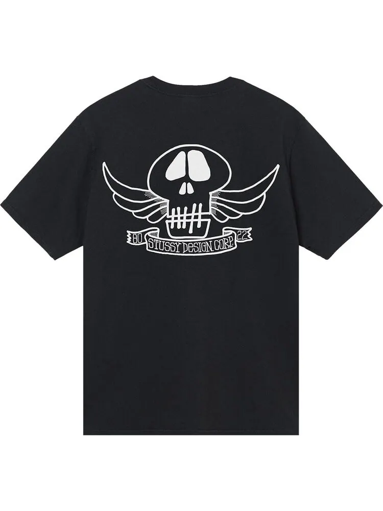Футболка Stussy Skull Wings Pigment Dyed Tee 'Black' — изображение 2 из 2, черный