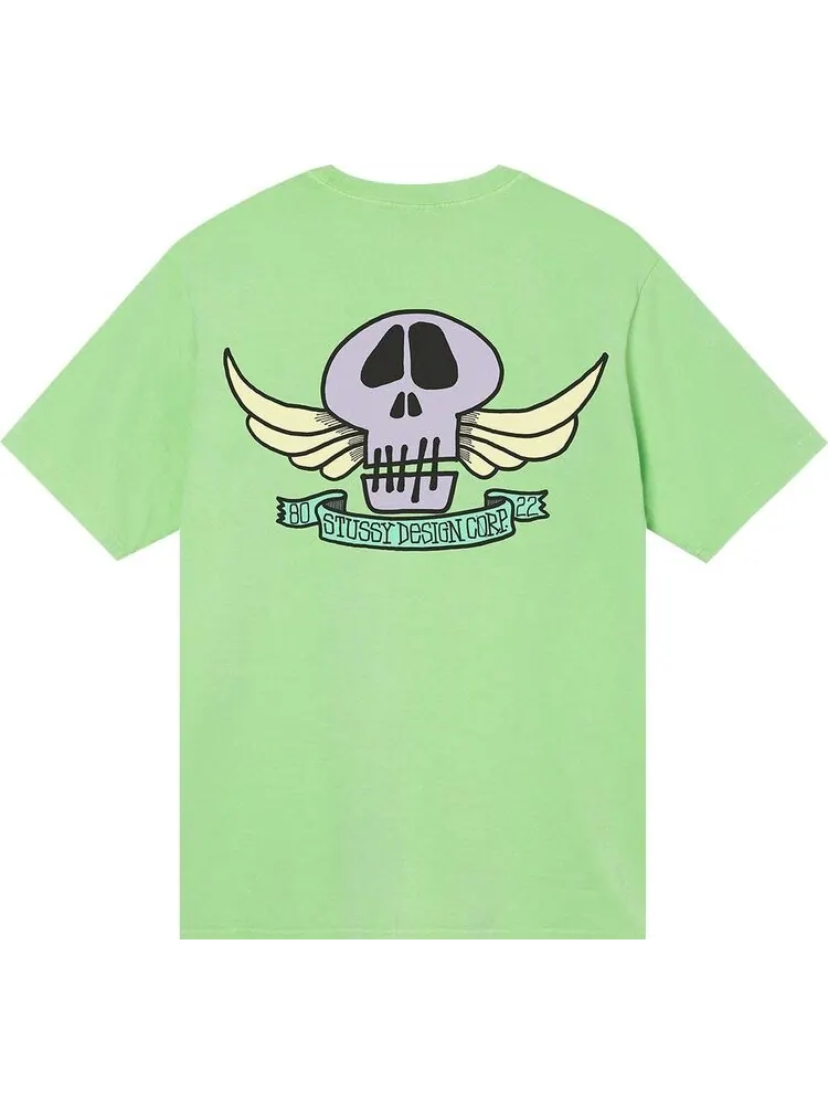 Футболка Stussy Skull Wings Pigment Dyed Tee 'Green' — изображение 2 из 2, зеленый