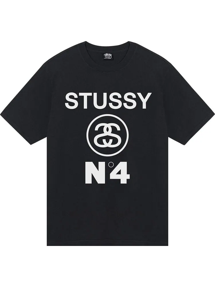 Футболка Stussy No.4 Pigment Dyed Tee 'Black' — изображение 1 из 1, черный