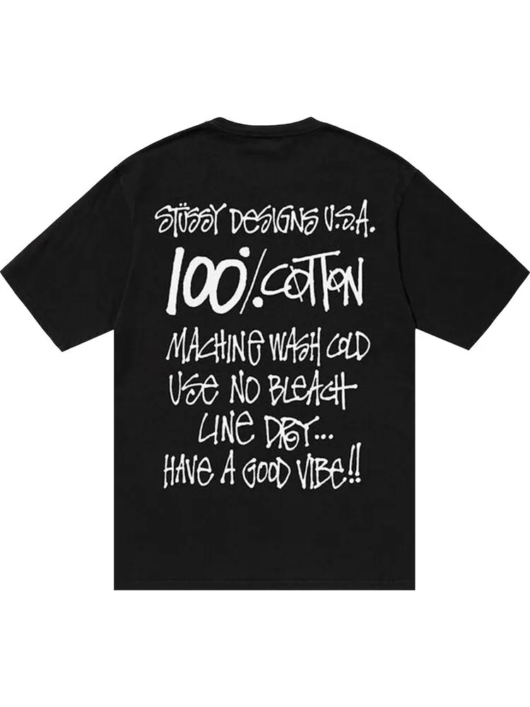 Футболка Stussy 100% Pigment Dyed Tee 'Black' — изображение 2 из 2, черный