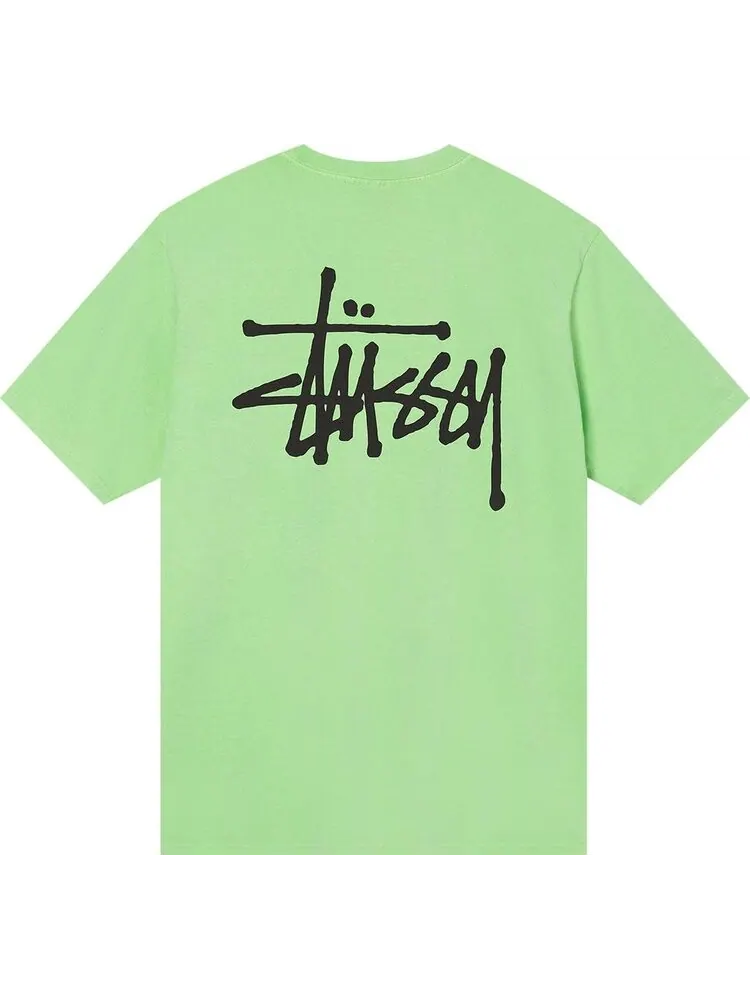 Футболка Stussy Basic Pigment Dyed Tee 'Green' — изображение 2 из 2, зеленый