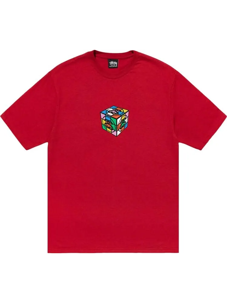 Футболка Stussy Cube Tee 'Dark Red' — изображение 1 из 2, красный