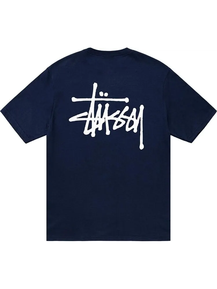 Футболка Stussy Basic Tee 'Navy' — изображение 2 из 2, синий