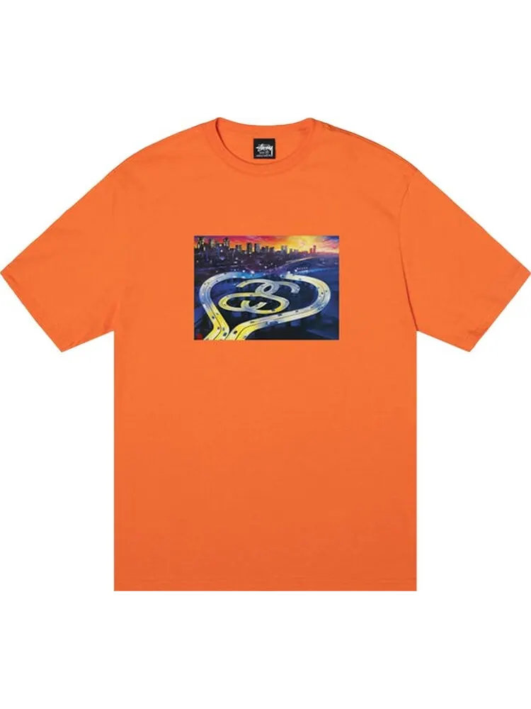 Футболка Stussy SS Highway Tee 'Coral' — изображение 1 из 2, оранжевый