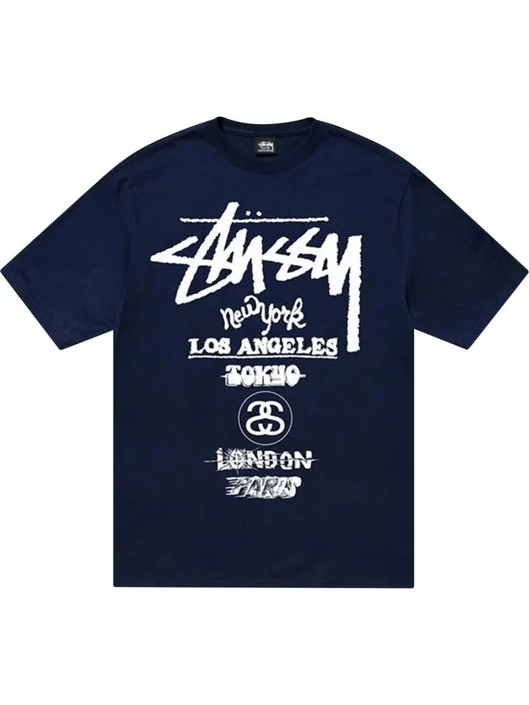 Футболка Stussy Tour Tee 'Navy' — изображение 1 из 2, синий