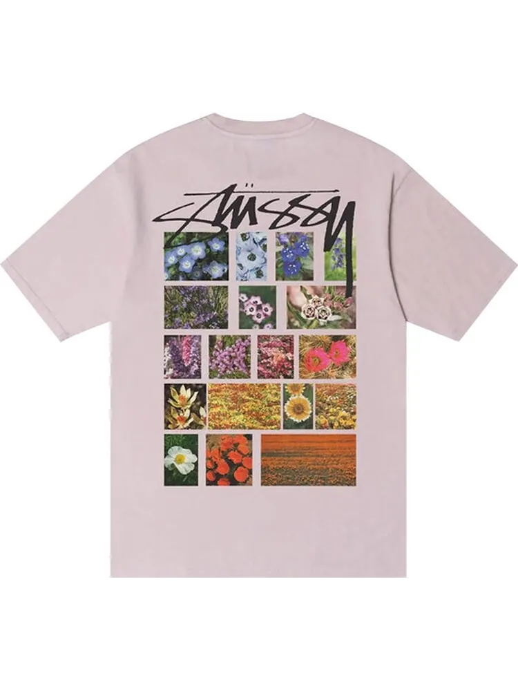 Футболка Stussy Flower Grid Pigment Dyed Tee 'Blue' — изображение 2 из 2, розовый