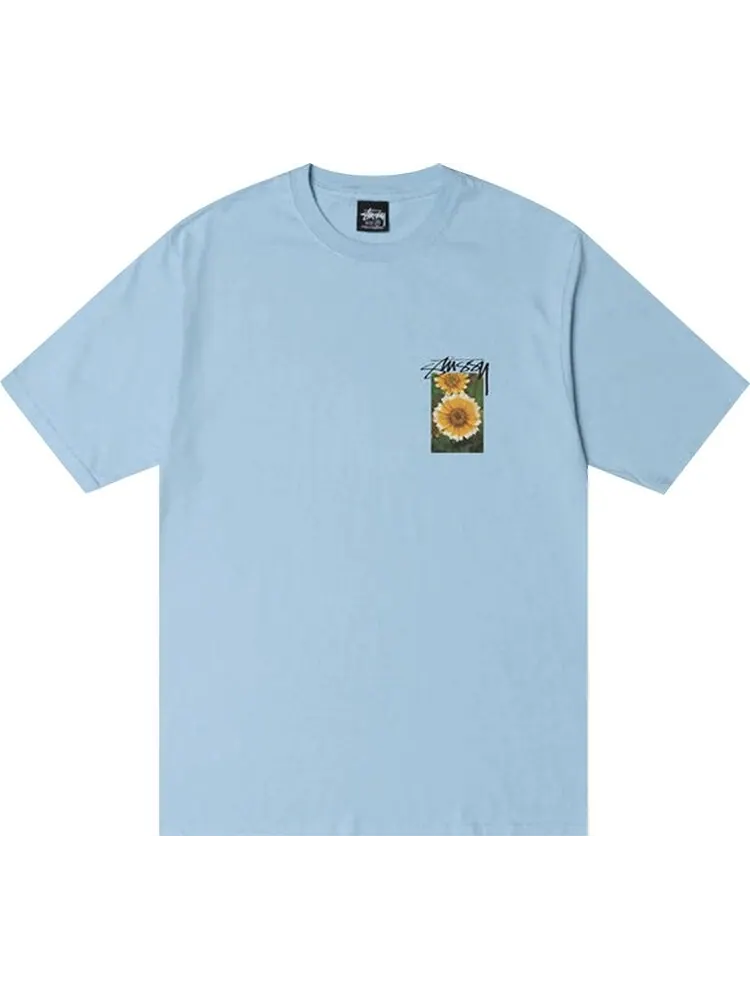 Футболка Stussy Flower Grid Pigment Dyed Tee 'Sky Blue' — изображение 1 из 2, синий