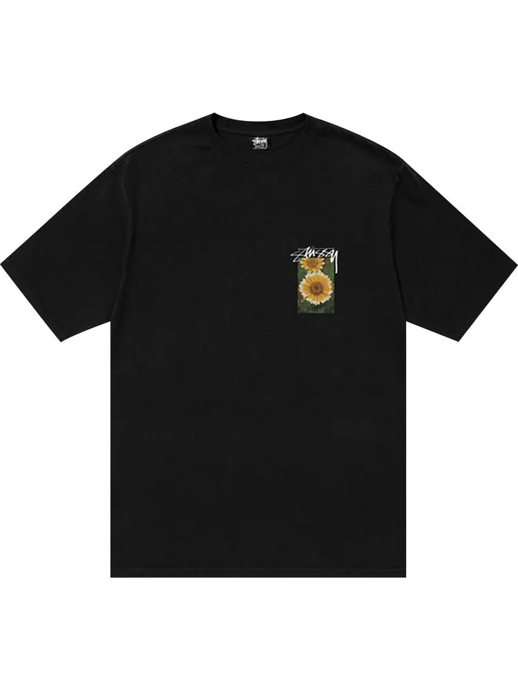 Футболка Stussy Flower Grid Pigment Dyed Tee 'Black' — изображение 1 из 1, черный