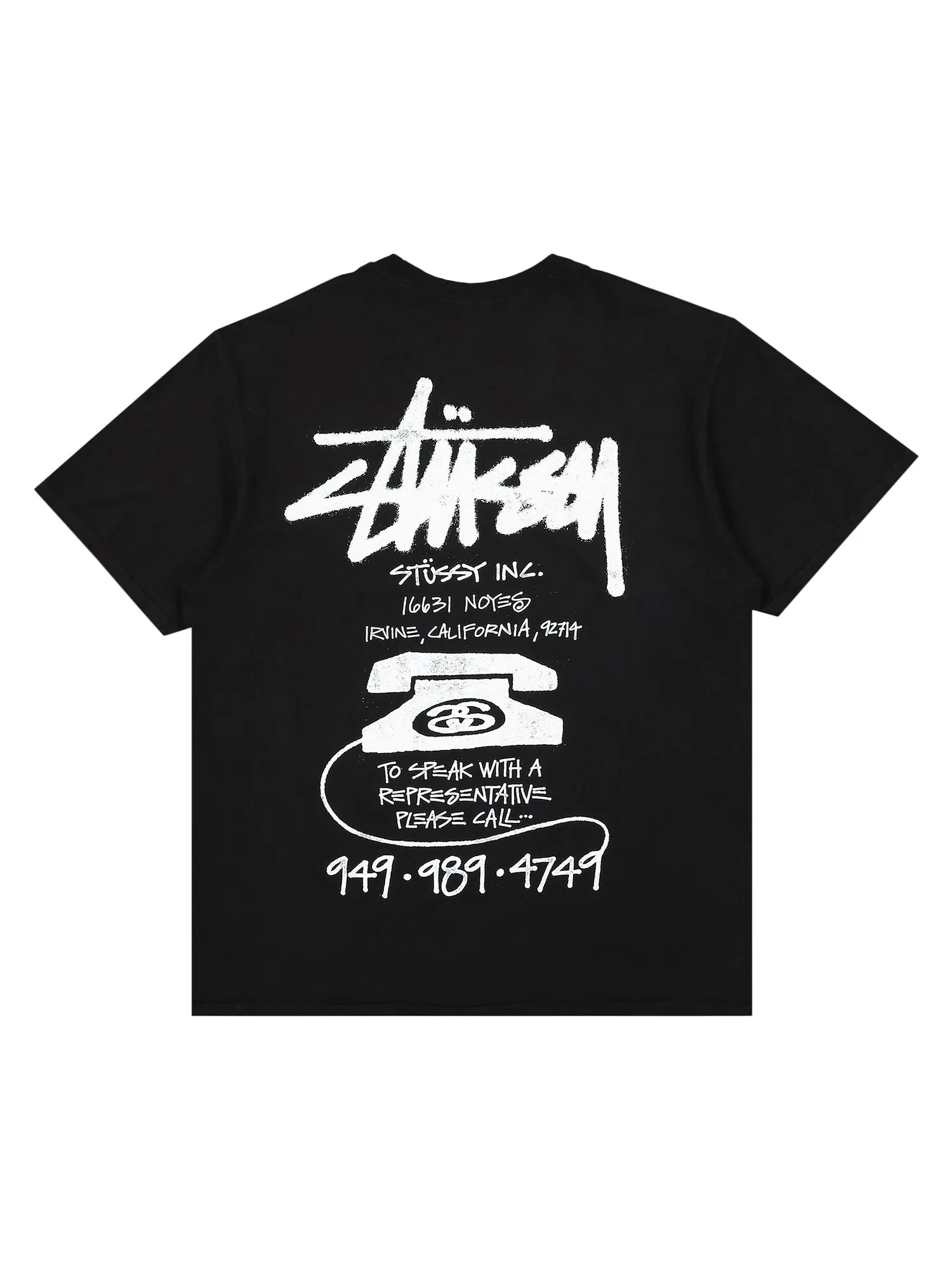 Футболка Stussy Old Phone, окрашенная в пигмент — изображение 2 из 2, черный