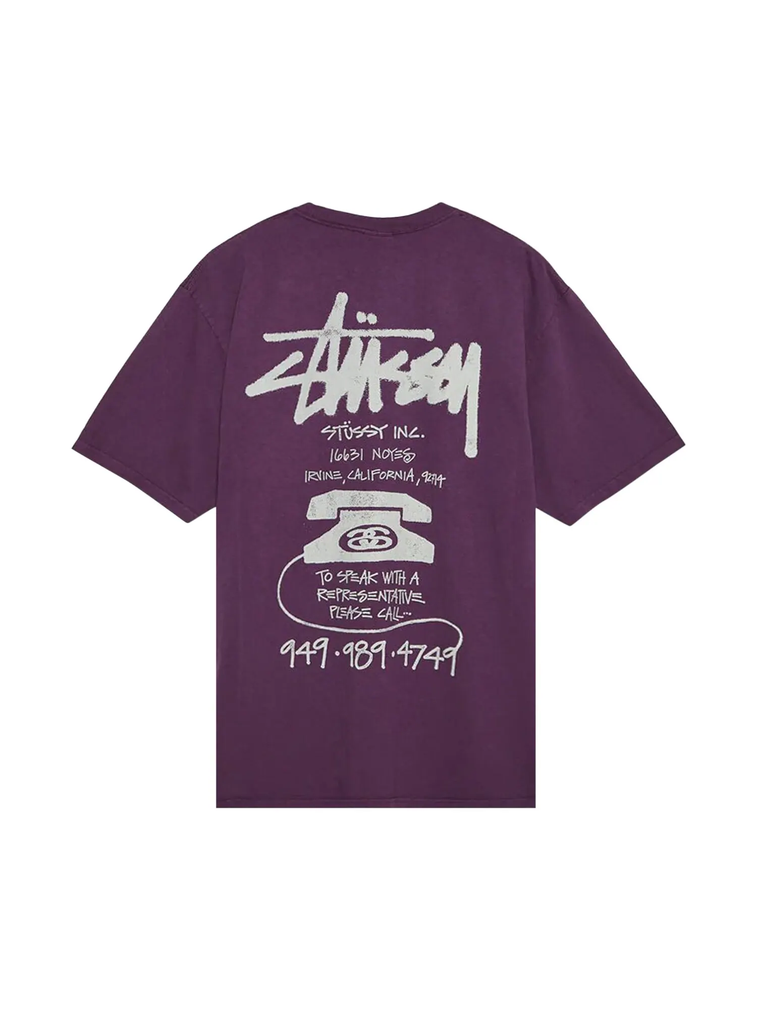 Футболка Stussy Old Phone, окрашенная в пигмент — изображение 2 из 2, фиолетовый