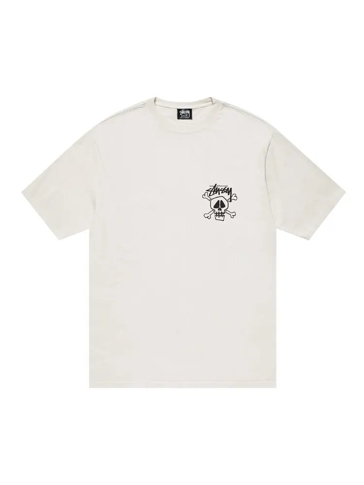 Футболка Stussy Skull and Bones Pigment Dyed 'Natural' — изображение 1 из 2, белый