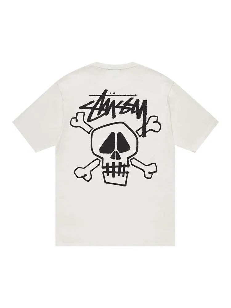 Футболка Stussy Skull and Bones Pigment Dyed 'Natural' — изображение 2 из 2, белый