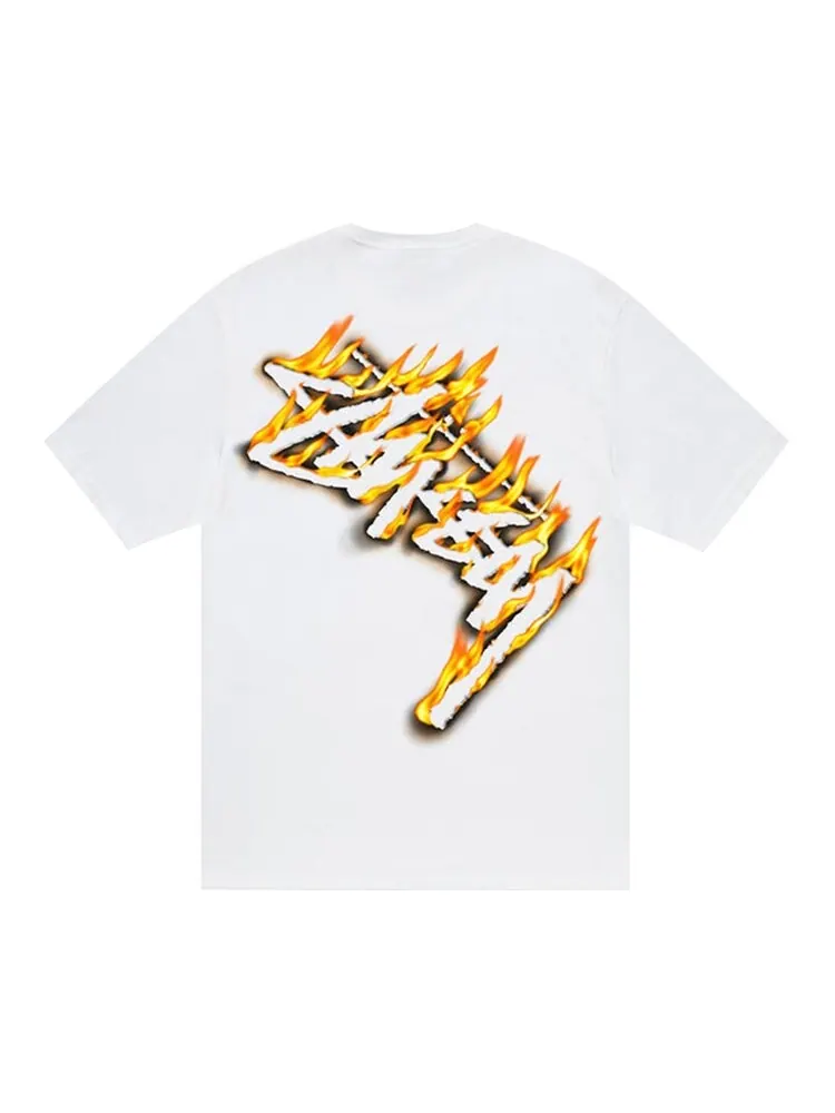 Футболка Stussy Burning Stock Tee 'White' — изображение 2 из 2, белый