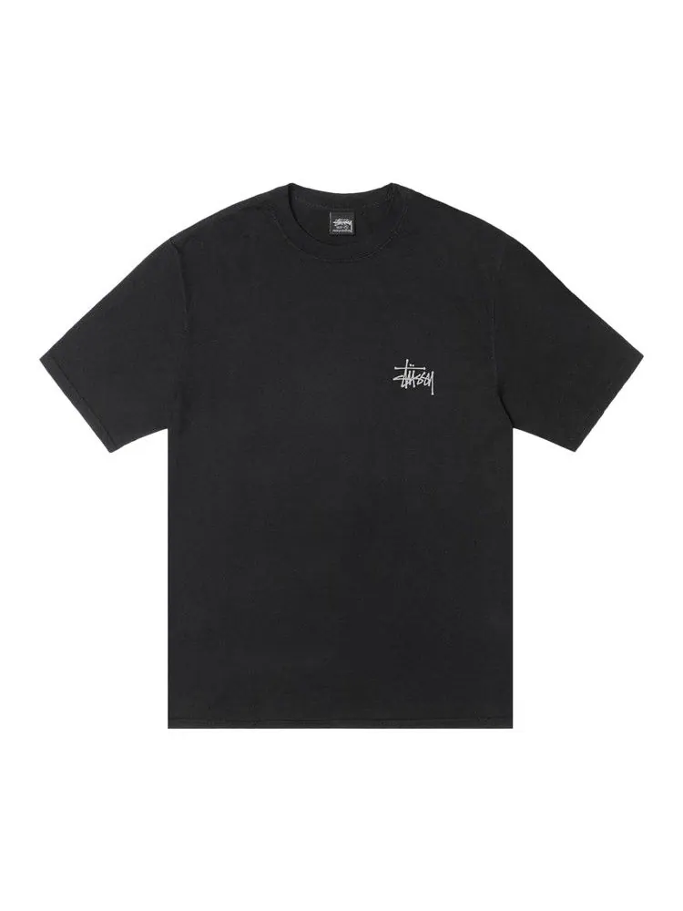 Футболка Stussy Basic Tee Pigment Dyed — изображение 1 из 2, черный/белый