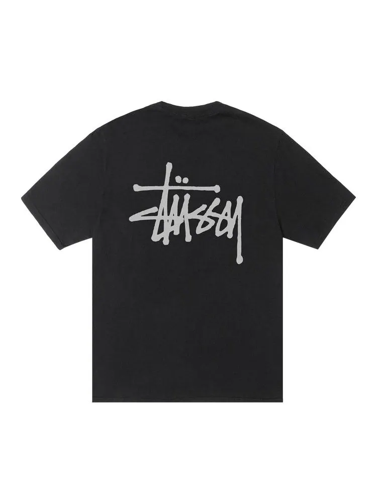 Футболка Stussy Basic Tee Pigment Dyed — изображение 2 из 2, черный/белый