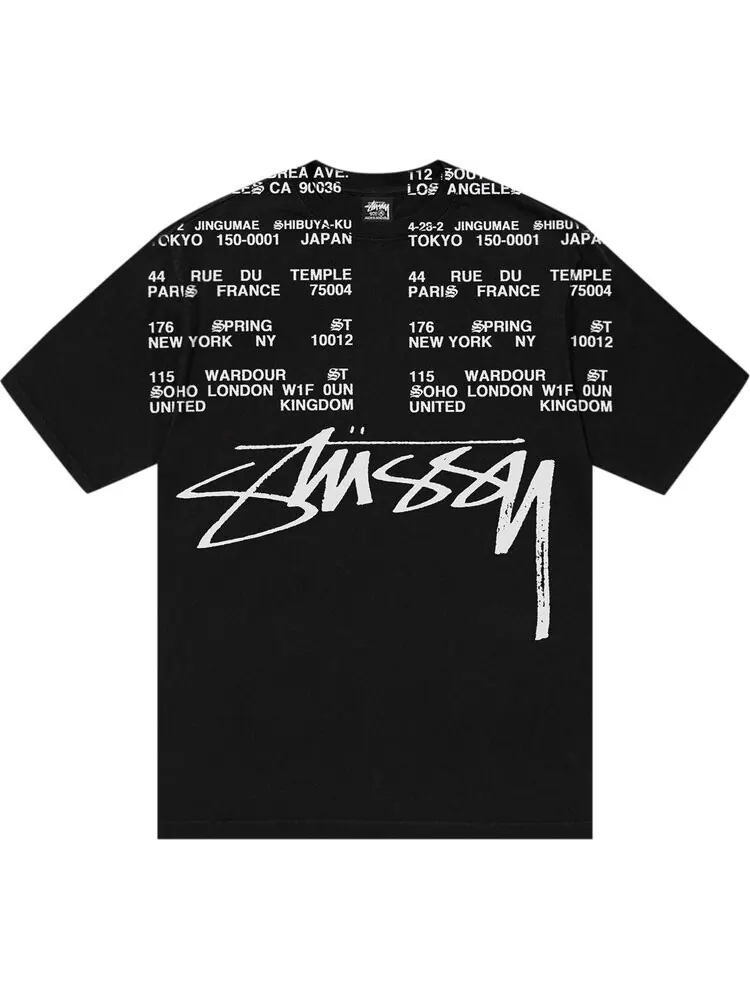 Футболка Stussy Locations Pigment Dyed 'Black' — изображение 1 из 2, черный