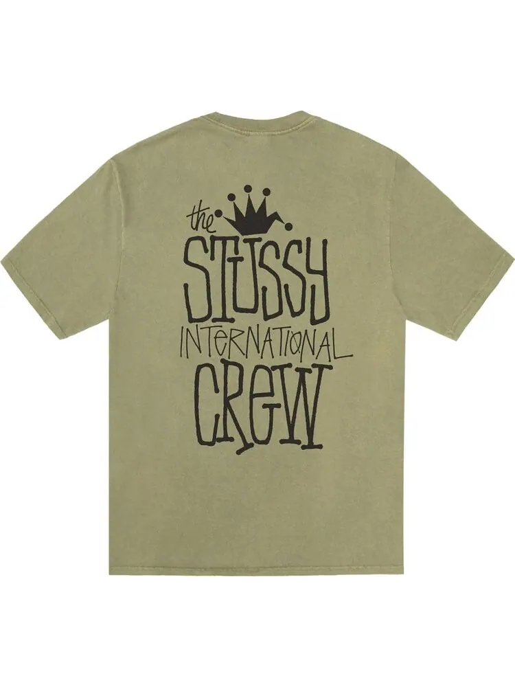 Футболка Stussy Crown International 'Olive' — изображение 2 из 2, зеленый