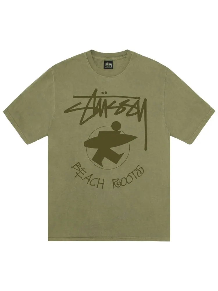 Футболка Stussy Beach Roots Tee 'Olive' — изображение 1 из 2, оливковый
