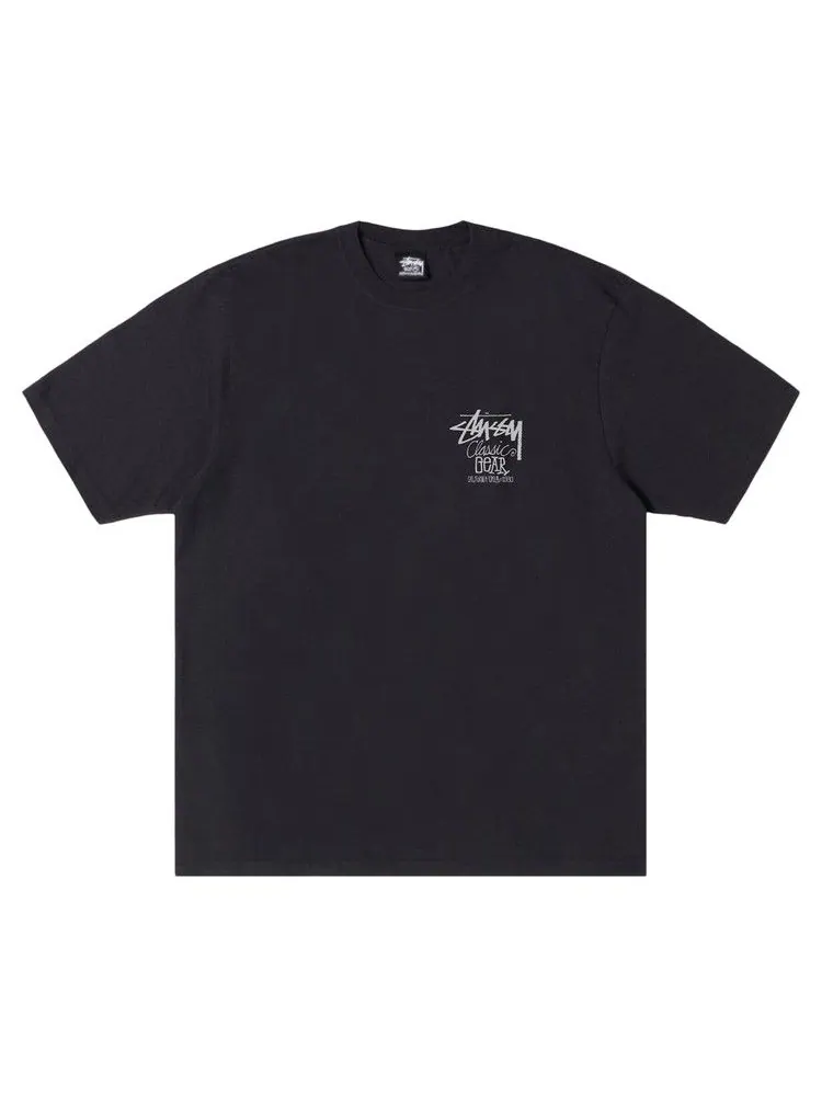 Футболка Stussy Classic Gear Tee Pigment Dyed 'Faded Black/White' — изображение 1 из 2, черный