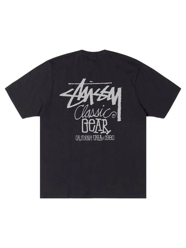 Футболка Stussy Classic Gear Tee Pigment Dyed 'Faded Black/White' — изображение 2 из 2, черный