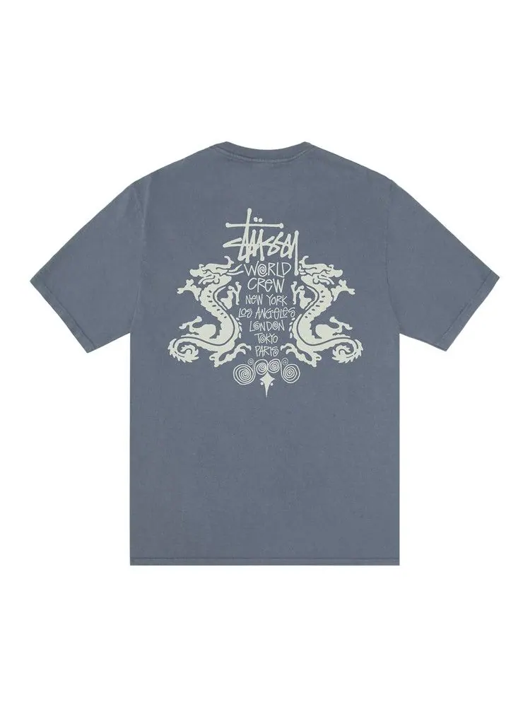 Футболка Stussy Double Dragon Tee Pigment Dyed — изображение 2 из 2, темно-синий