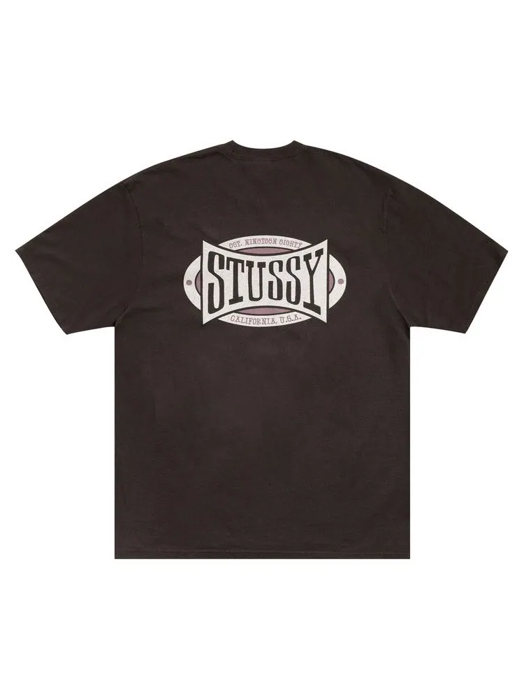 Футболка Stussy Champion Oval Tee Pigment Dyed 'Faded Black' — изображение 2 из 2, черный