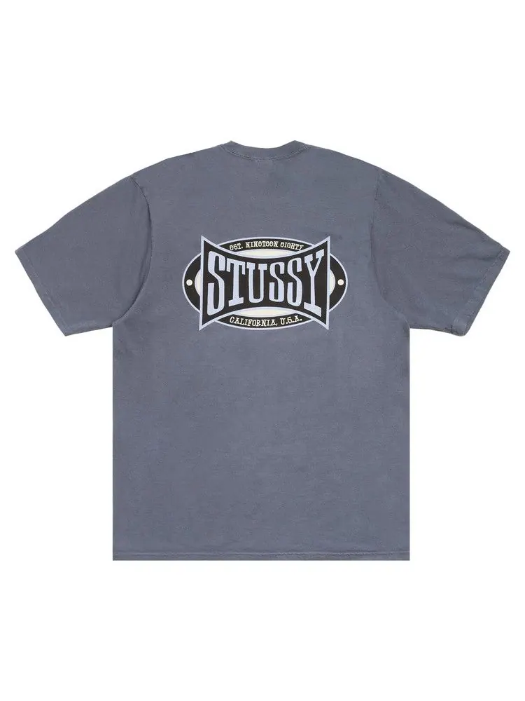 Футболка Stussy Champion Oval Tee Pigment Dyed 'Navy' — изображение 1 из 2, синий