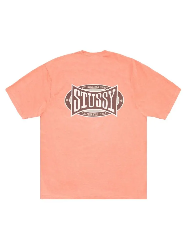 Футболка Stussy Champion Oval Tee Pigment Dyed 'Sherbert' — изображение 1 из 2, оранжевый