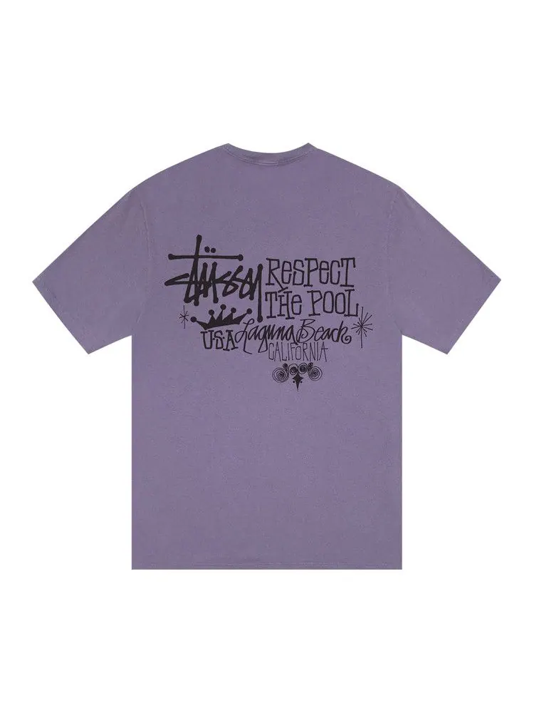 Футболка Stussy Respect The Pool Tee Pigment Dyed — изображение 2 из 2, фиолетовый
