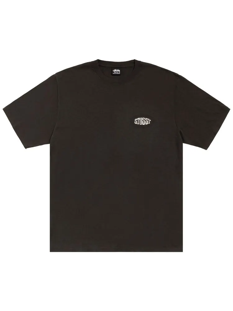 Футболка Stussy Tile Oval Tee, окрашенная пигментом в цвет «выцветший черный» — изображение 1 из 2